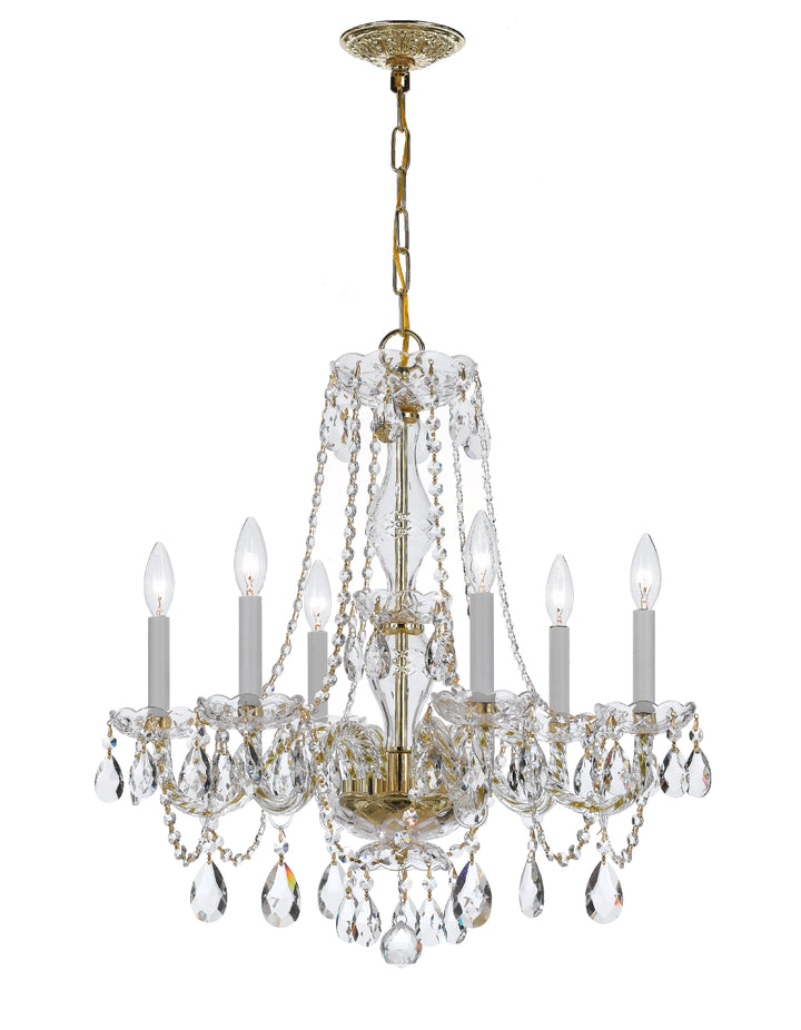 Crystorama Traditional Crystal 6 Light Swarovski Strass Crystal Polished Brass Chandelier