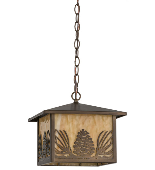 12" Square Mountain Pine Lantern Pendant