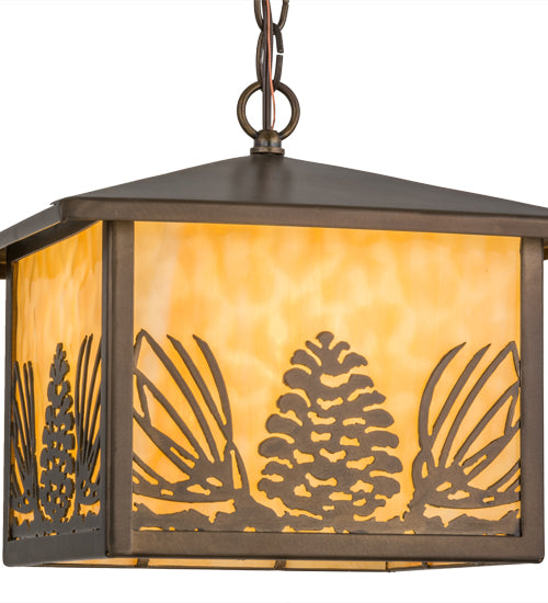 12" Square Mountain Pine Lantern Pendant