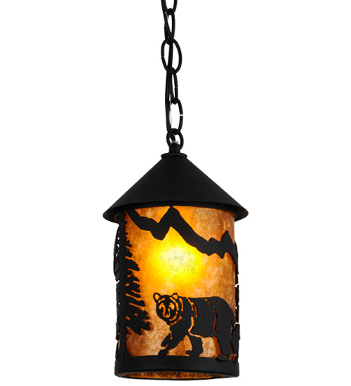 6" Wide Lone Bear Northwoods Mini Pendant