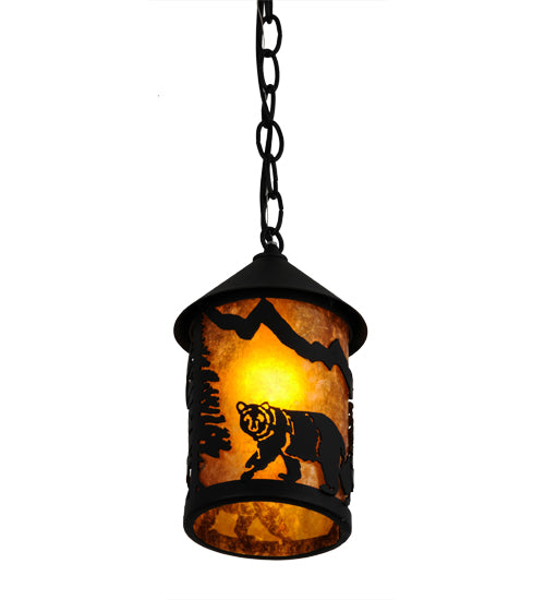 6" Wide Lone Bear Northwoods Mini Pendant