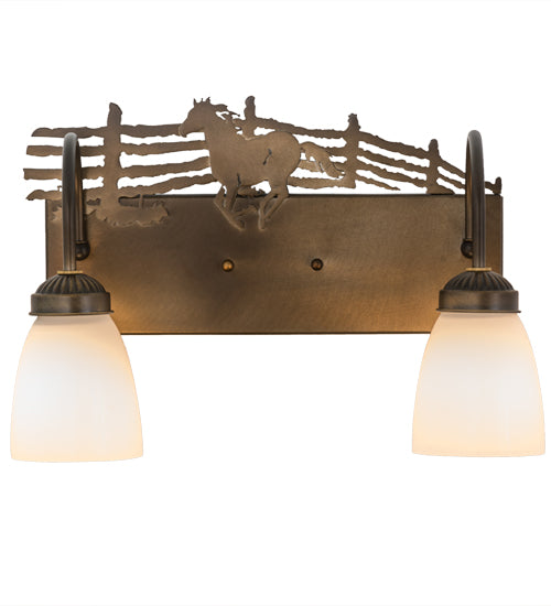 16" Wide Running Horses 2 Lt Vanity Light