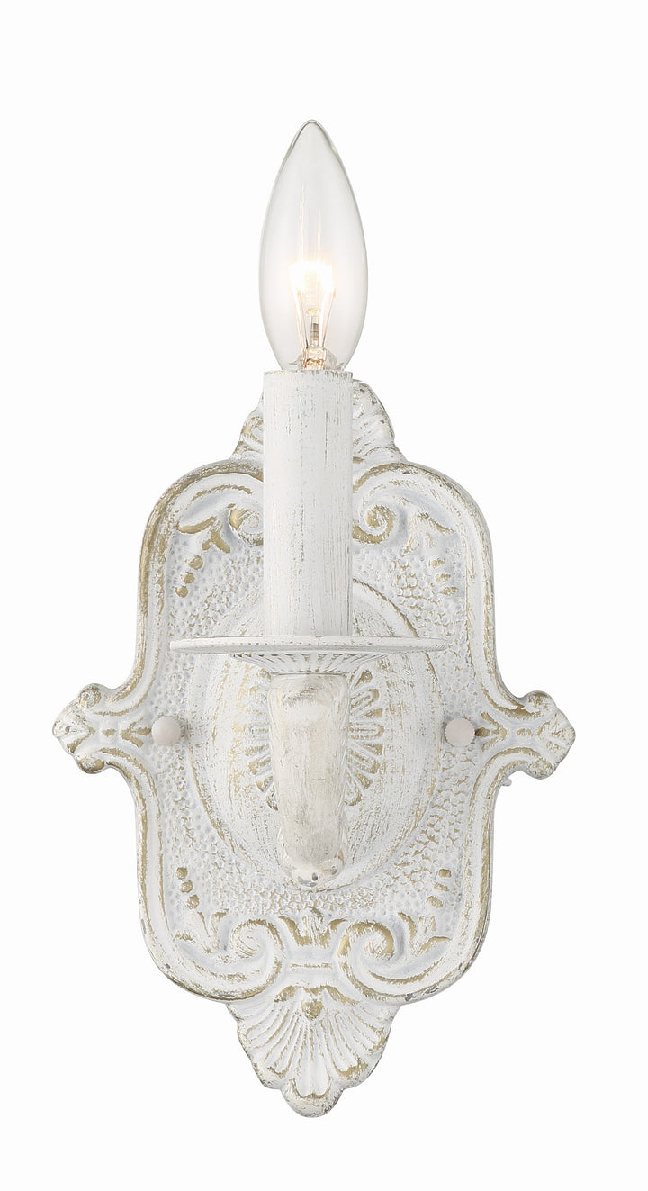 Crystorama Paris Market 1 Light Antique White Sconce