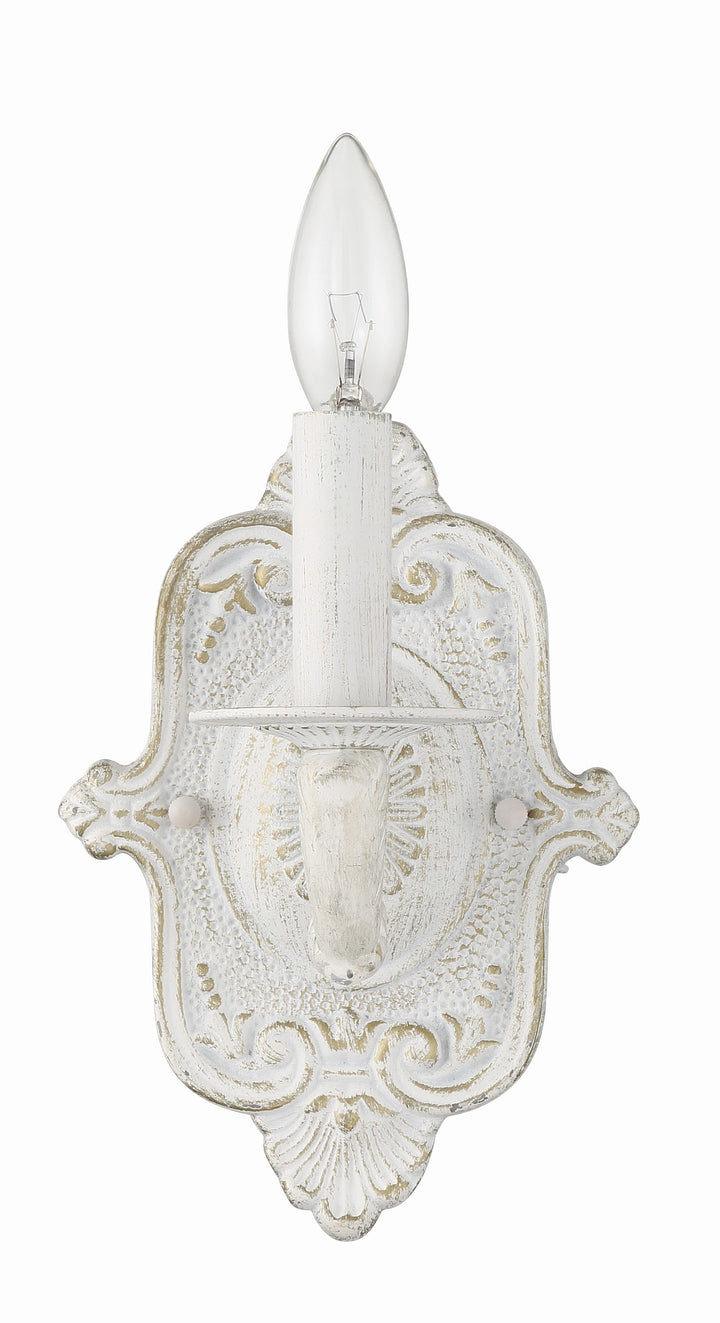 Crystorama Paris Market 1 Light Antique White Sconce