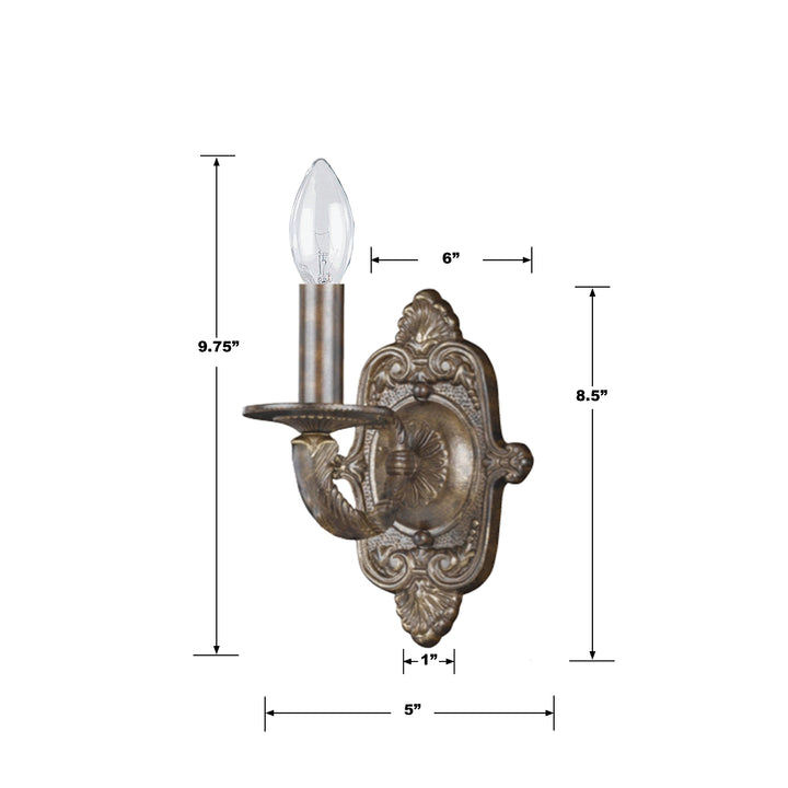 Crystorama Paris Market 1 Light Antique White Sconce