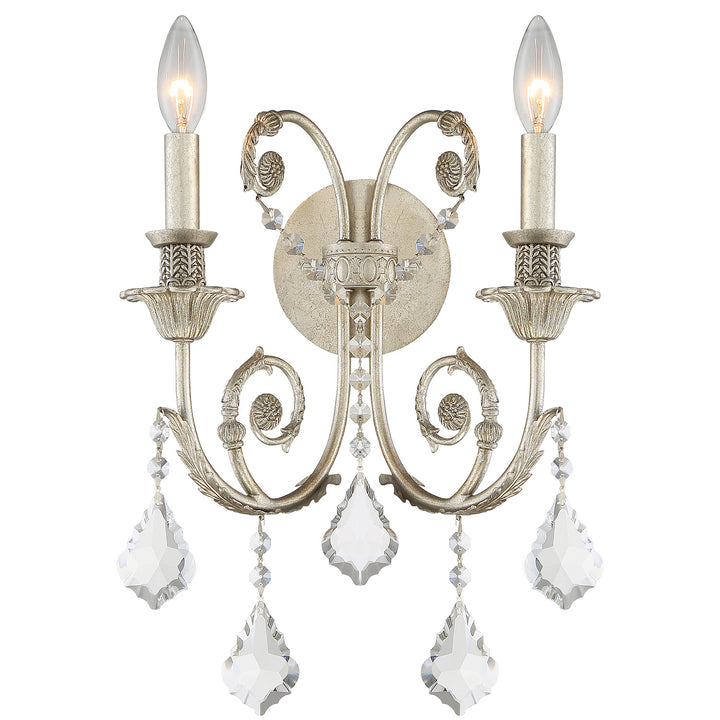 Crystorama Regis 2 Light Swarovski Strass Crystal Olde Silver Sconce