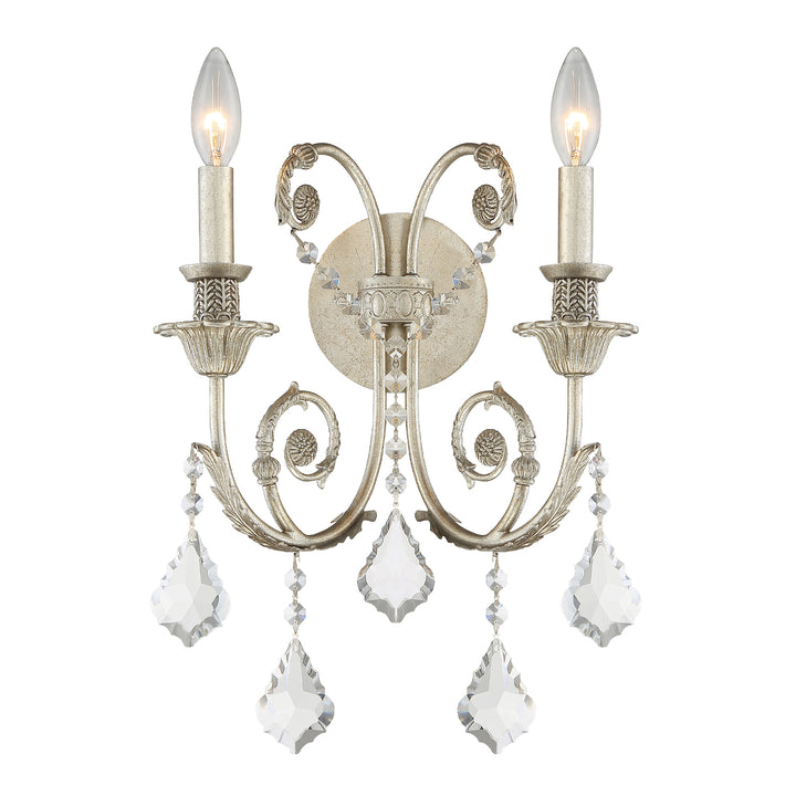 Regis 2 Light Swarovski Strass Crystal Olde Silver Sconce