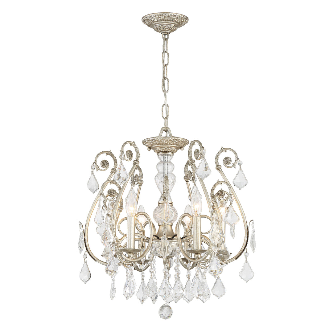 Regis 6 Light Swarovski Strass Crystal Olde Silver Chandelier