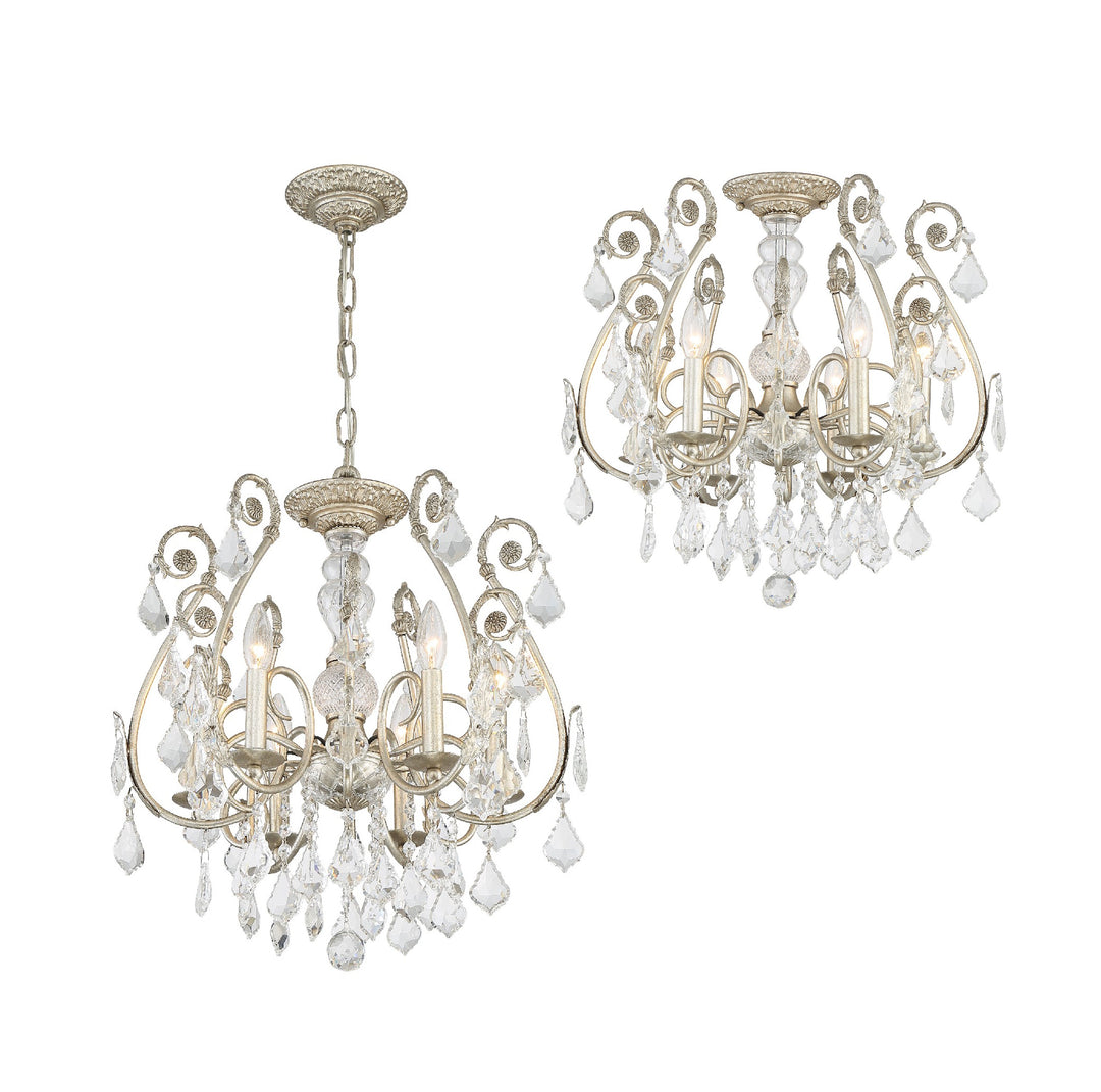 Crystorama Regis 6 Light Swarovski Strass Crystal Olde Silver Chandelier