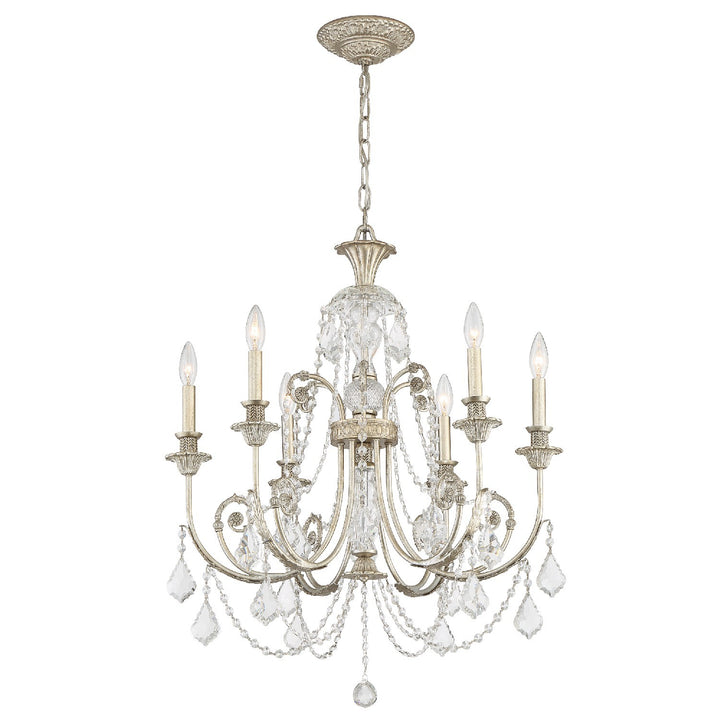 Crystorama Regis 6 Light Clear Italian Crystal Olde Silver Chandelier