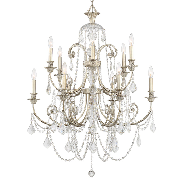 Crystorama Regis 12 Light Hand Cut Crystal Olde Silver Chandelier