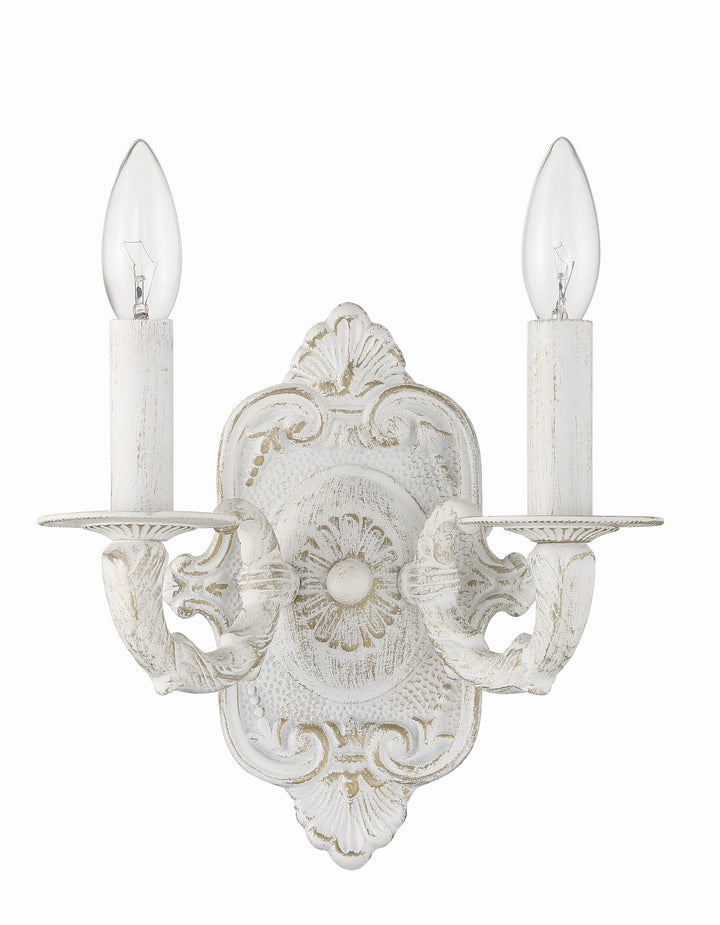 Crystorama Paris Market 2 Light Antique White Sconce