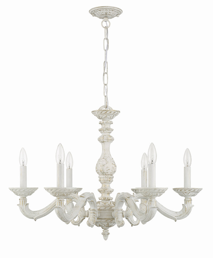 Crystorama Paris Market 6 Light Antique White Chandelier