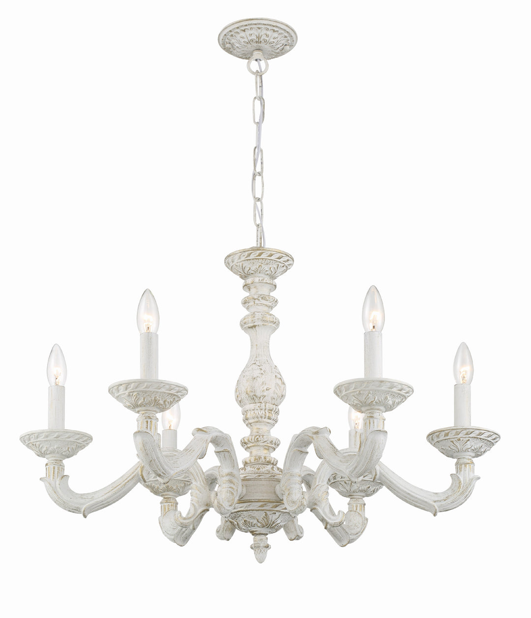 Crystorama Paris Market 6 Light Antique White Chandelier