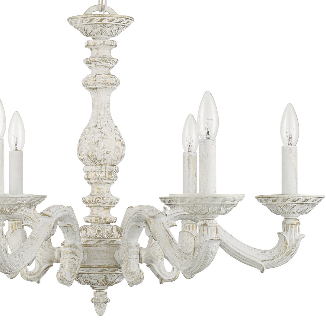 Crystorama Paris Market 6 Light Antique White Chandelier