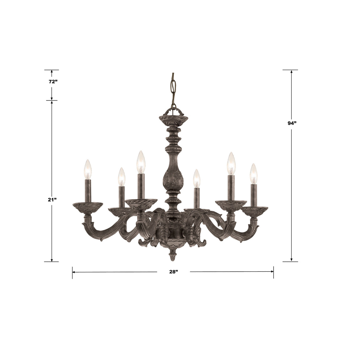 Crystorama Paris Market 6 Light Antique White Chandelier