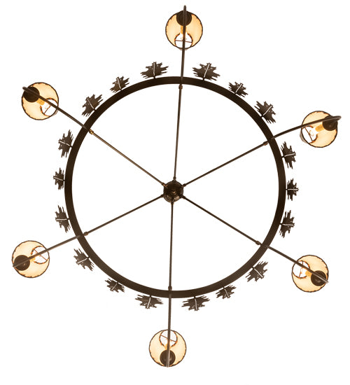 57" Wide Oak Leaf 6 Lt Chandelier