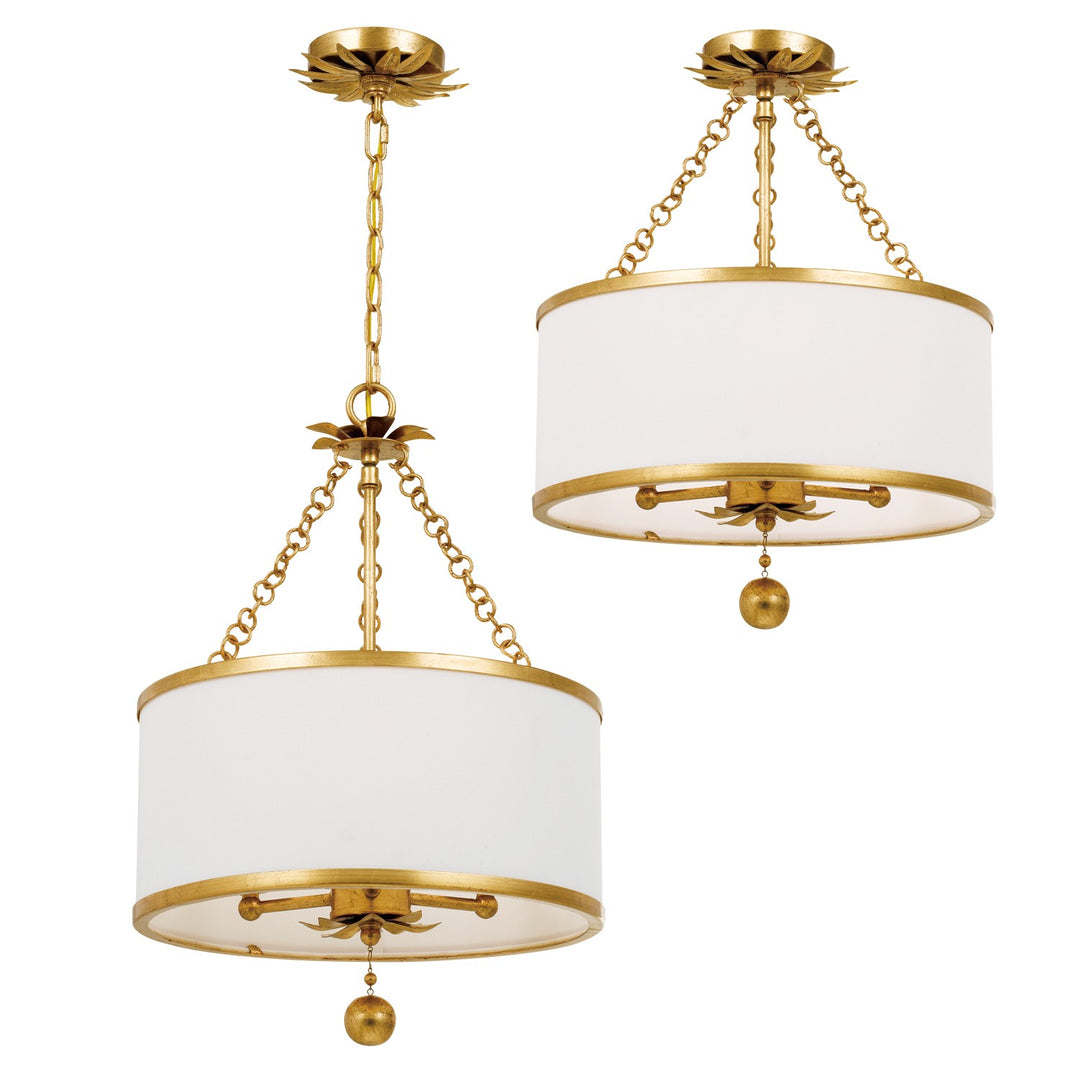 Crystorama Broche 3 Light Antique Gold Mini Chandelier