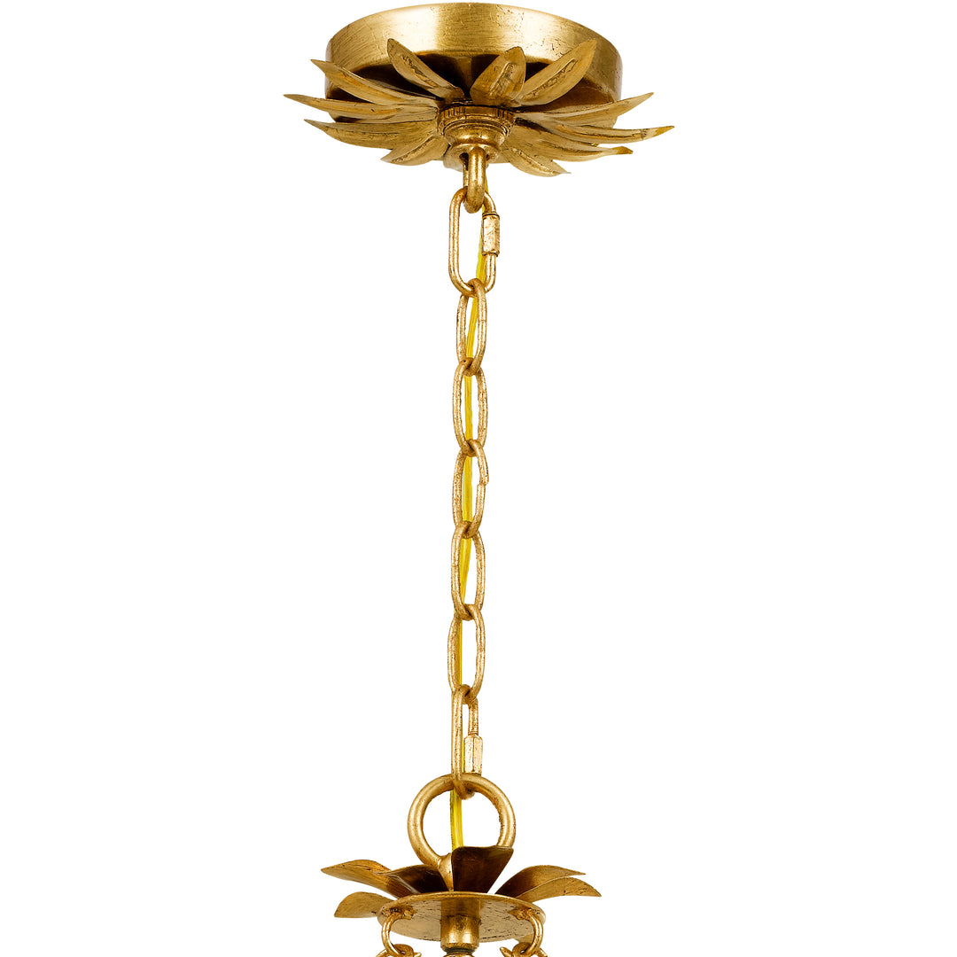 Crystorama Broche 3 Light Antique Gold Mini Chandelier