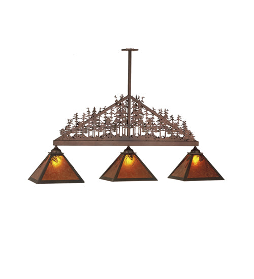 76"L Mountain Pine 3 Lt Island Pendant