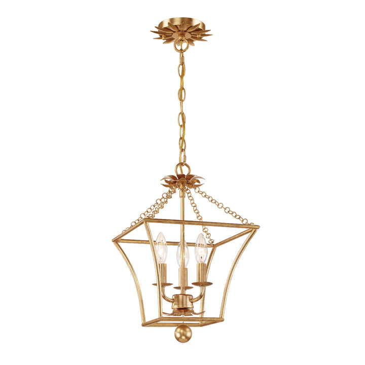 Crystorama Broche 3 Light Antique Gold Mini Chandelier