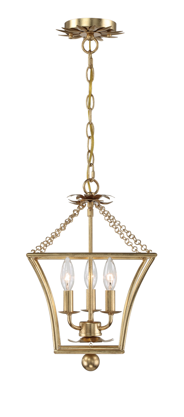 Crystorama Broche 3 Light Antique Gold Mini Chandelier