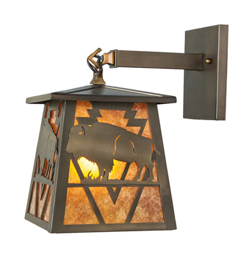 7" Wide Lone Buffalo Wall Sconce