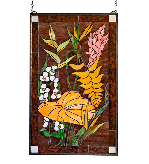 20"W X 32"H Tropical Floral Stained Glass Window