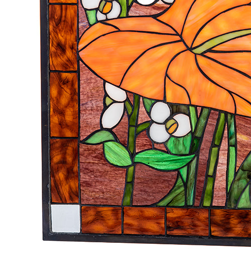 20"W X 32"H Tropical Floral Stained Glass Window