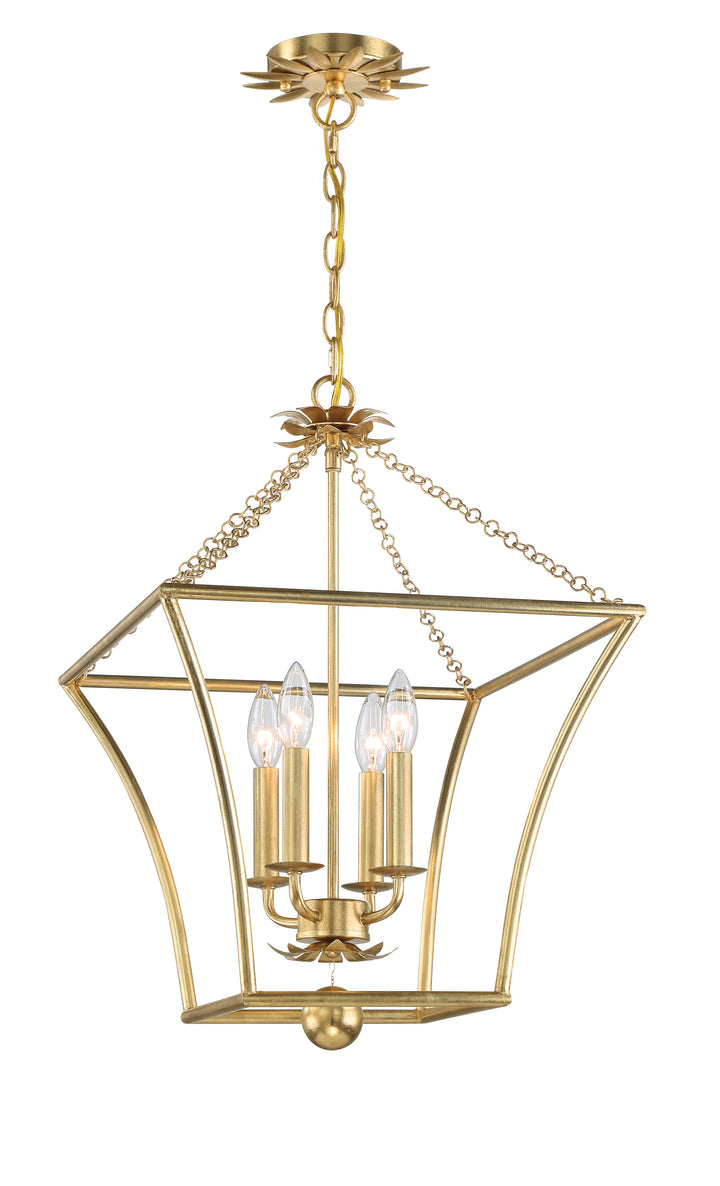 Crystorama Broche 4 Light Antique Gold Mini Chandelier