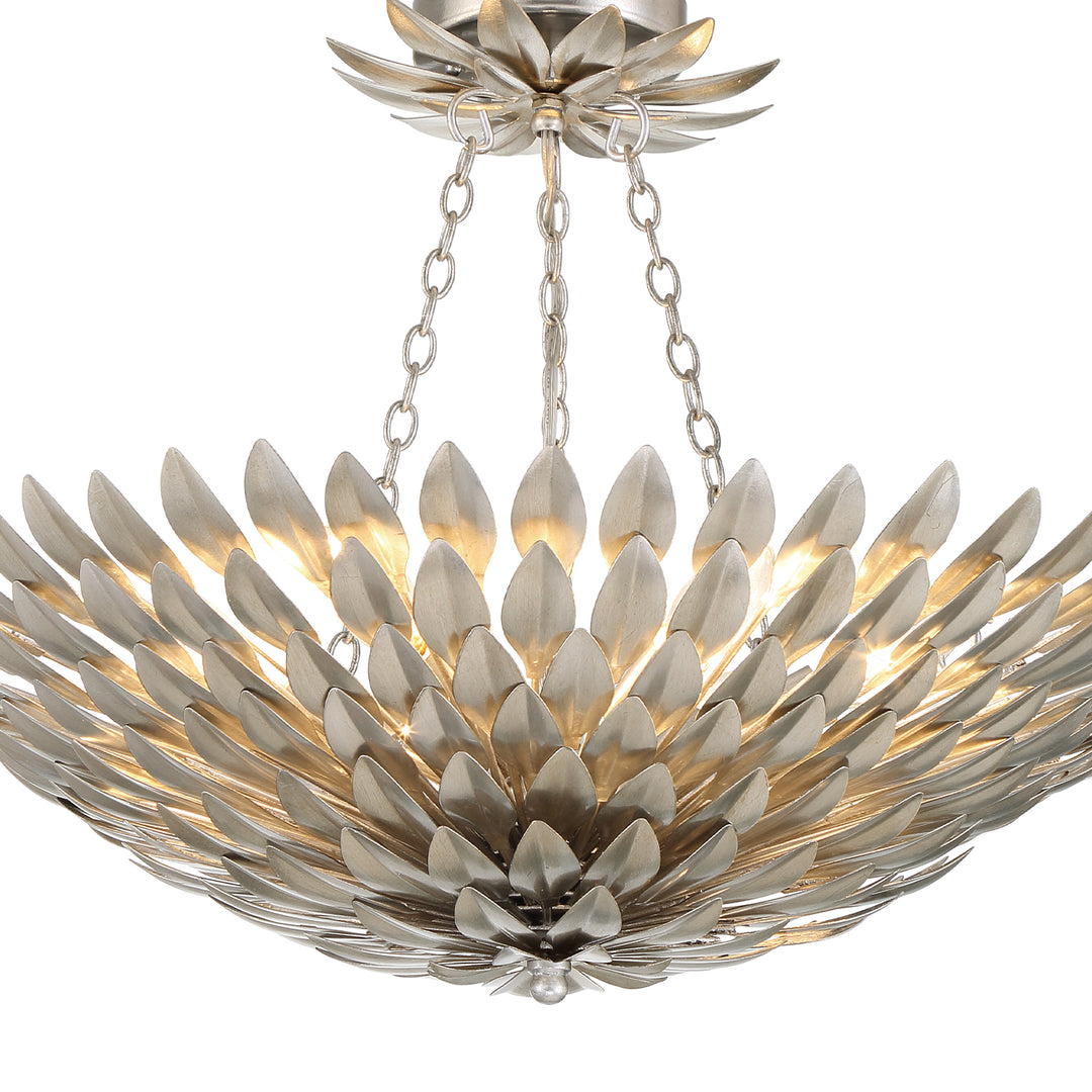 Crystorama Broche 6 Light Antique Gold Leaf Chandelier