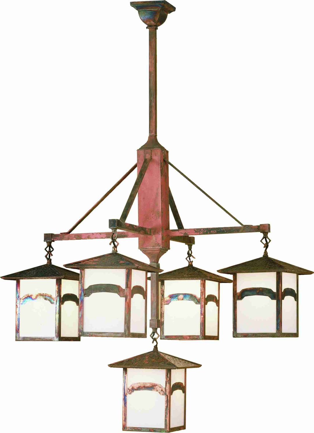 37"W Seneca Mountain View 5 Lt Hanging Lantern Chandelier