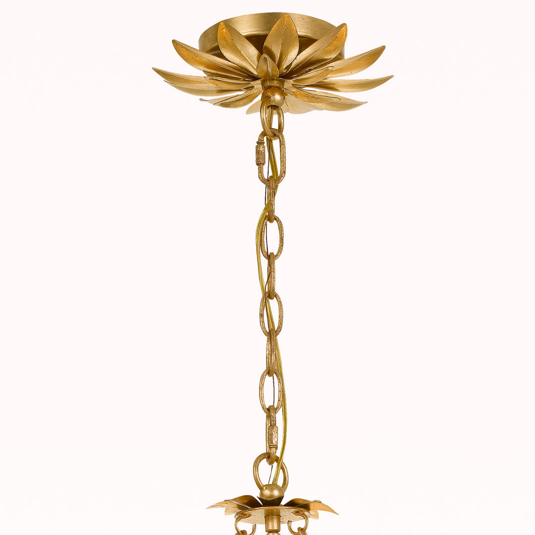 Crystorama Broche 6 Light Antique Gold Chandelier