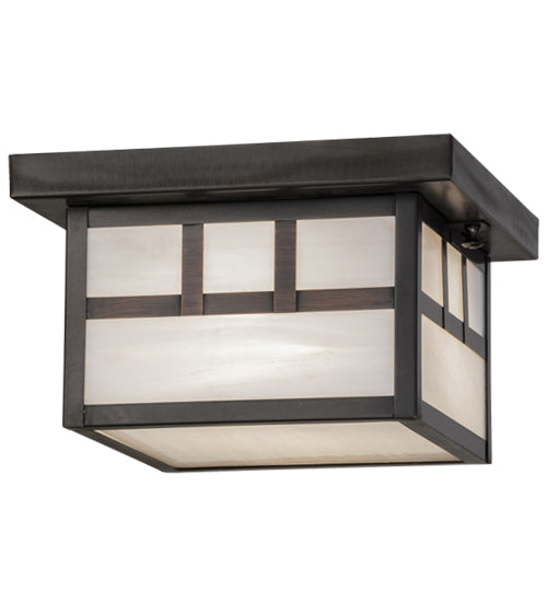 10"Square Craftsman Brown Hyde Park Double Bar Mission Flush Mount