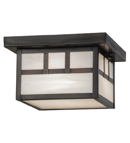 10"Square Craftsman Brown Hyde Park Double Bar Mission Flush Mount