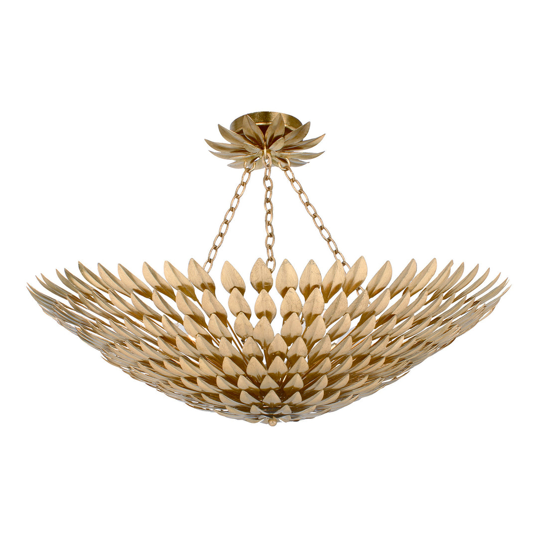 Crystorama Broche 8 Light Antique Gold Semi Flush Mount