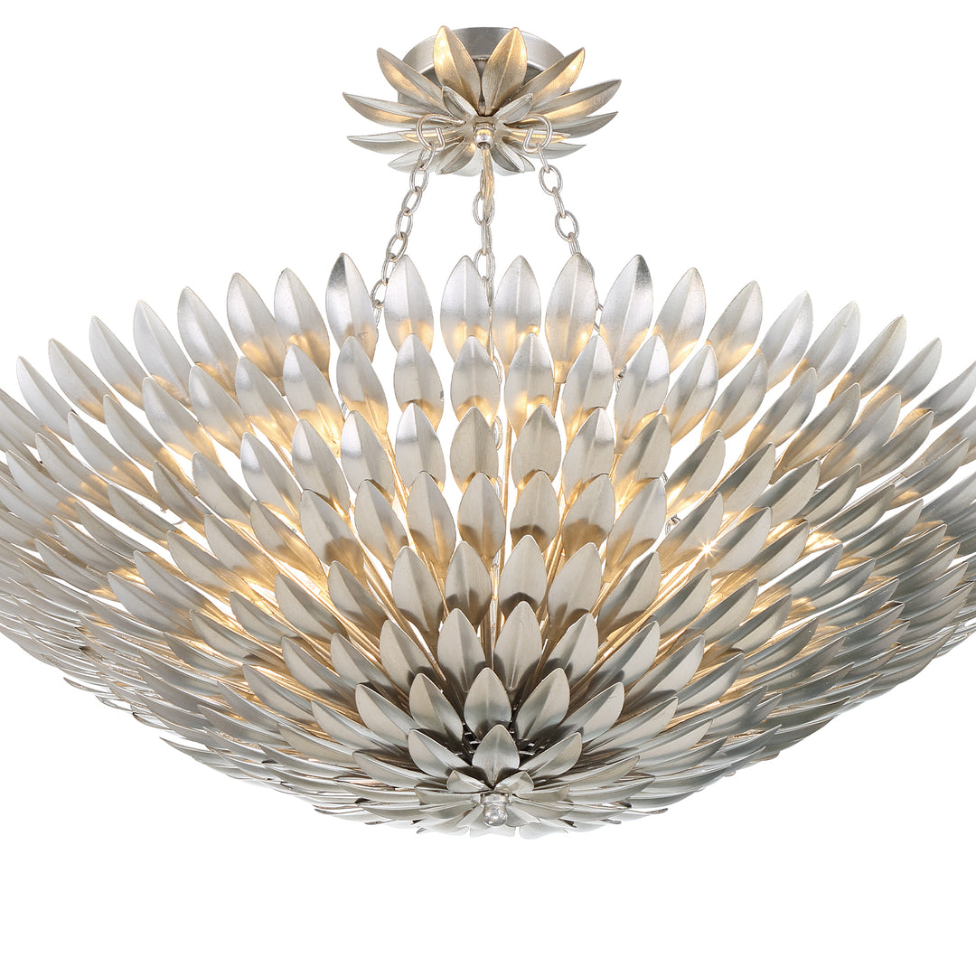 Crystorama Broche 8 Light Antique Gold Semi Flush Mount