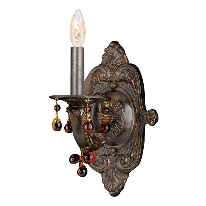 Crystorama Paris Market 1 Light Amber Crystal Venetian Bronze Sconce