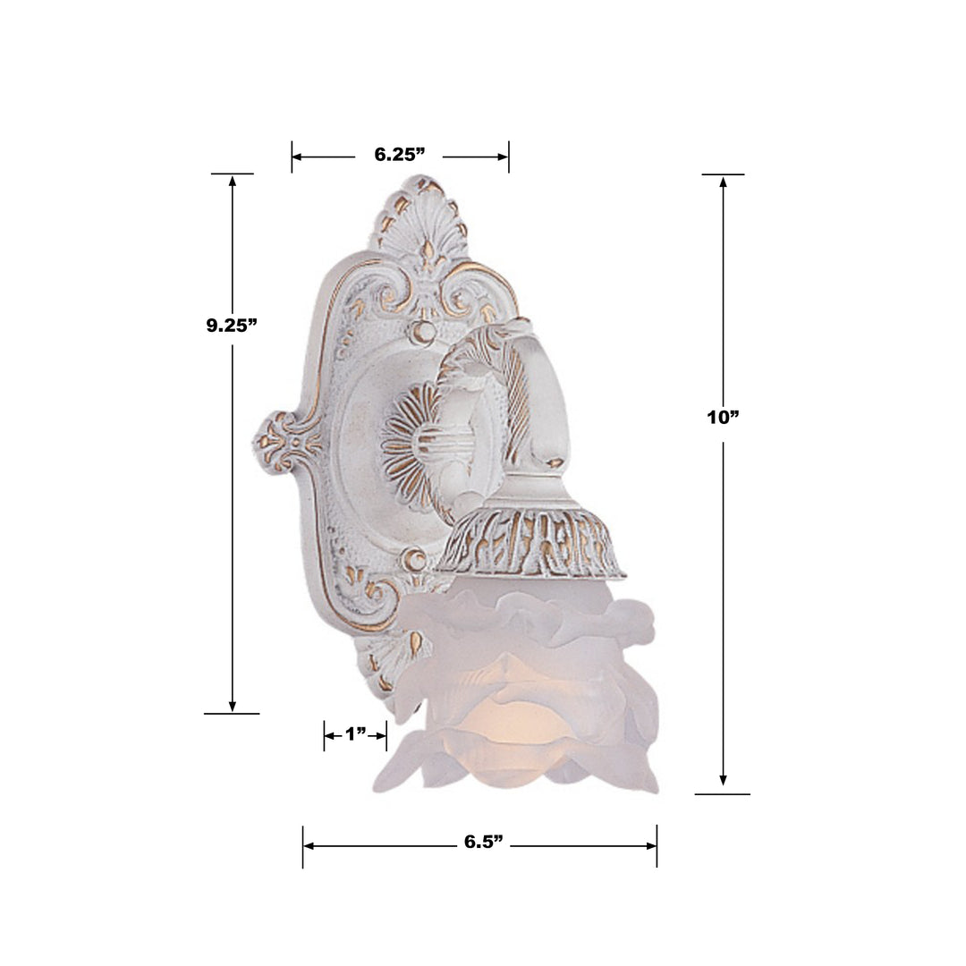 Crystorama Paris Market 1 Light Antique White Sconce