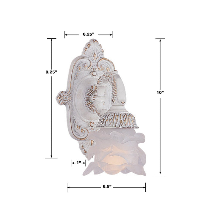 Crystorama Paris Market 1 Light Antique White Sconce