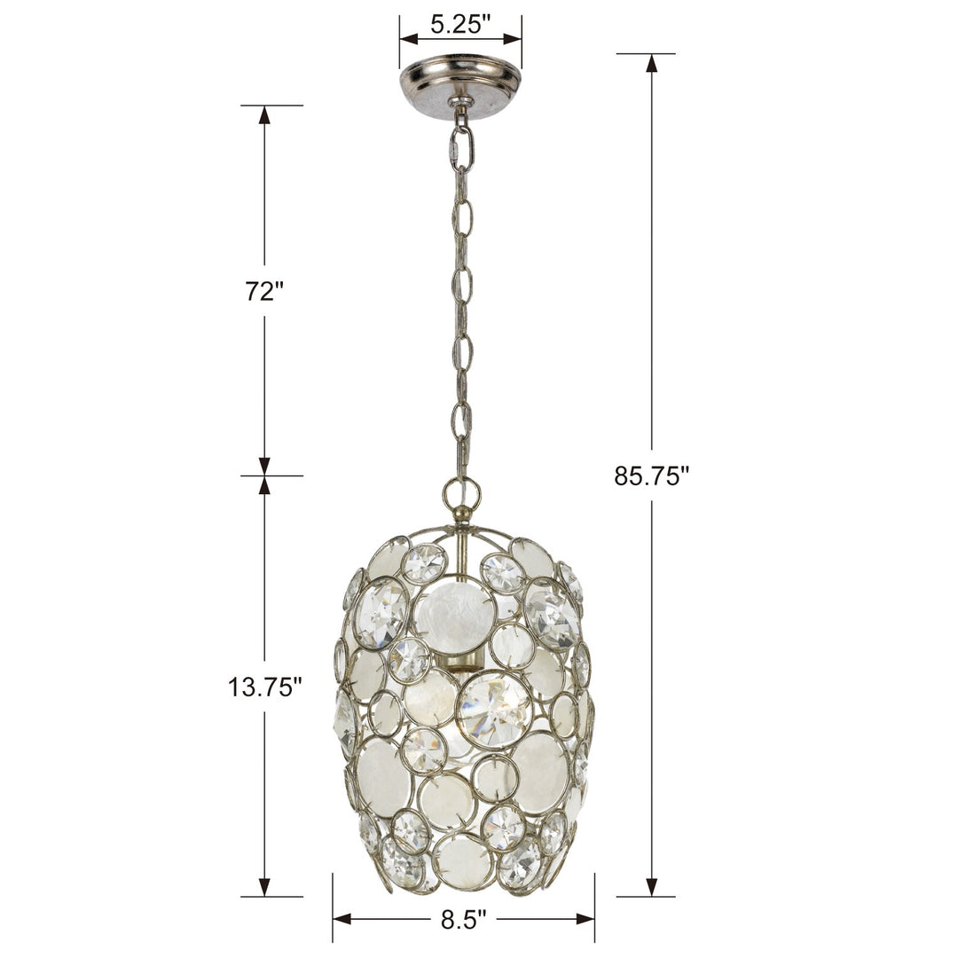 Crystorama Palla 1 Light Antique Silver Mini Pendant