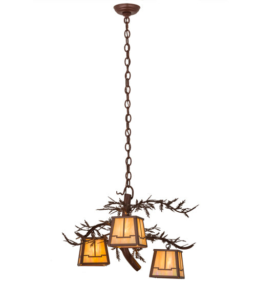 28"W Pine Branch Valley View 3 Lt Chandelier