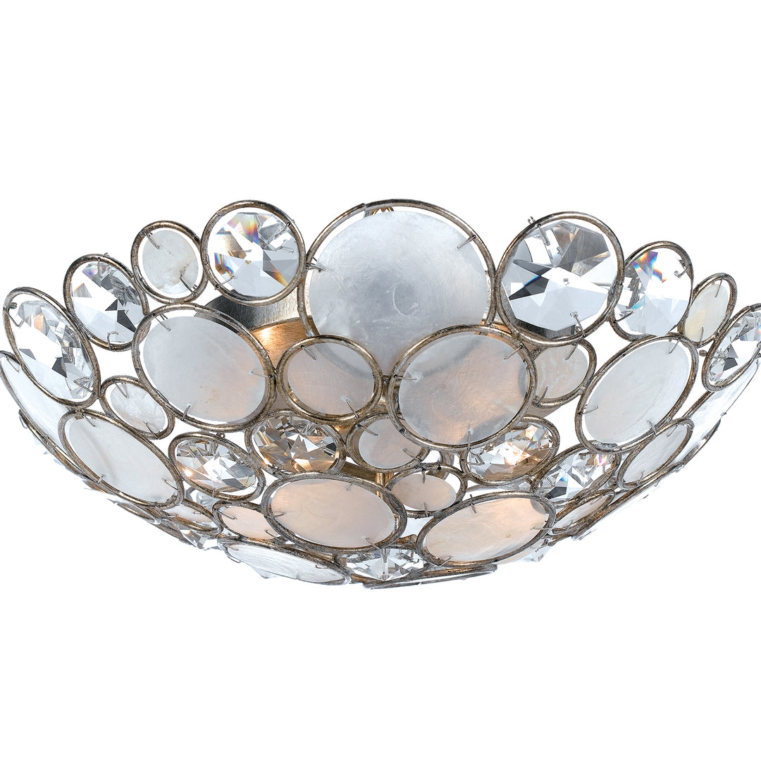 Crystorama Palla 3 Light Antique Silver Flush Mount