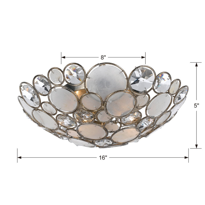 Crystorama Palla 3 Light Antique Silver Flush Mount