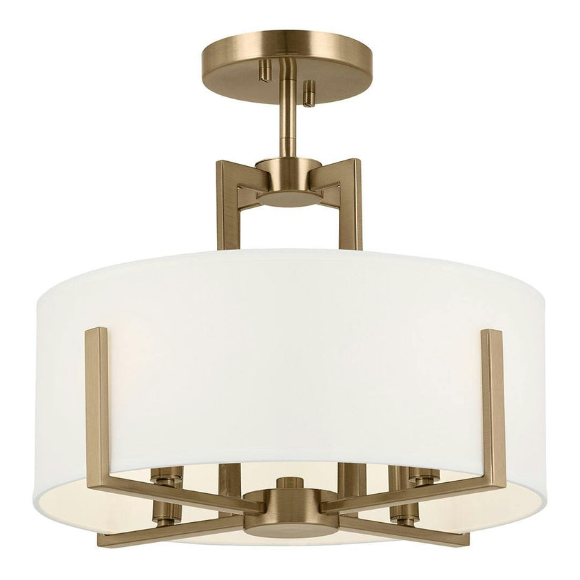 Malen Light Semi-Flush with White Fabric Shade