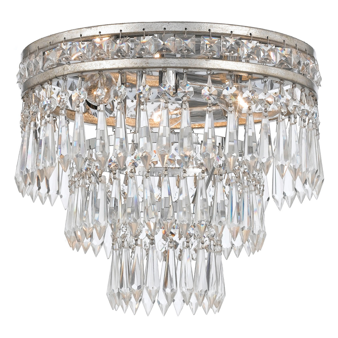 Mercer 3 Light Hand Cut Crystal English Bronze Flush Mount