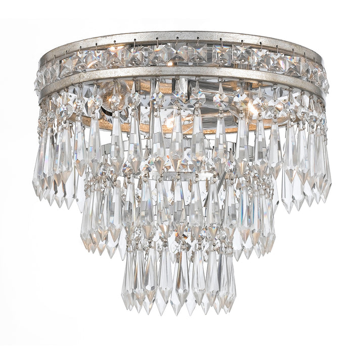 Crystorama Mercer 3 Light Hand Cut Crystal English Bronze Flush Mount