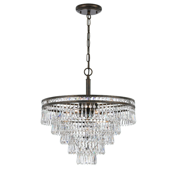 Mercer 7 Light Hand Cut Crystal English Bronze Semi Flush Mount