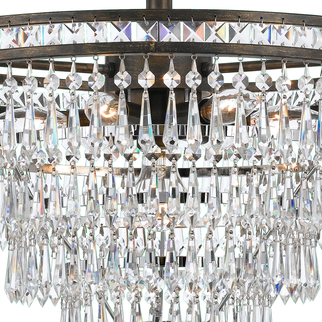 Crystorama Mercer 7 Light Hand Cut Crystal English Bronze Semi Flush Mount