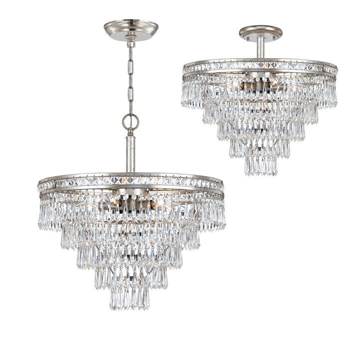 Crystorama Mercer 7 Light Hand Cut Crystal English Bronze Semi Flush Mount